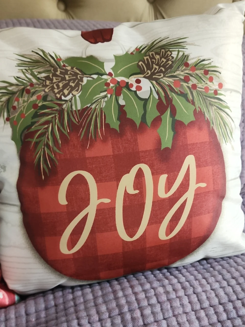 Holiday 'Joy' and Santa Decorative Throw Pillow Set - Red & Green